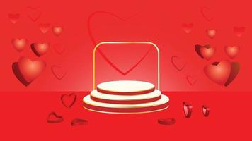 podium 3d rouge pour happy valentine vecteur