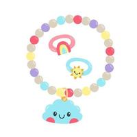 bijoux pour enfants. dessin animé de bracelet et bagues de perles colorées pour enfants isolés sur blanc. vecteur