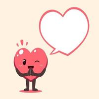 personnage de coeur mignon de dessin animé de vecteur avec bulle de dialogue