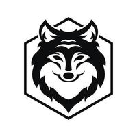 tête de loup logo noir icône design illustration vectorielle avec polygone vecteur