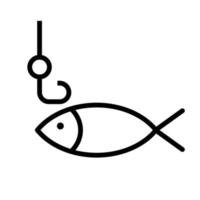 attraper la ligne d'icône de poisson isolée sur fond blanc. icône noire plate mince sur le style de contour moderne. symbole linéaire et trait modifiable. illustration vectorielle de trait parfait simple et pixel vecteur