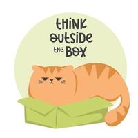 mignon drôle de chat roux grincheux dans la boîte en papier. chats assis, dormant et jouant dans une boîte en carton. personnage de dessin animé mignon dans différentes poses avec boîte. vecteur