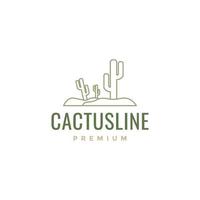 plante désert cactus saguaro lignes minimales logo design vecteur icône illustration modèle