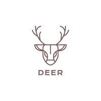 tête de cerf longue corne forêt savane ligne géométrique minimal logo design vecteur icône illustration modèle