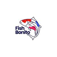 bonne nourriture bonite poisson délicieux pêche océan abstrait logo design vecteur icône illustration modèle