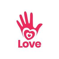 main dire bonjour avec amour coeur logo design vecteur icône illustration modèle