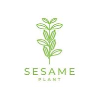 plante de sésame feuilles graines nourriture et soins de santé cheveux avantages logo design vecteur icône illustration modèle