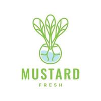 moutarde fraîche légume vert cuisine cuisine nourriture logo conception vecteur icône illustration modèle