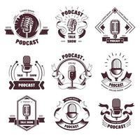 podcasts et stations de radio avec étiquettes de talk-shows vecteur