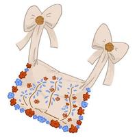 élégant sac de fille avec décor floral et rubans vecteur