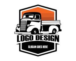 Silhouette de logo de camion chevy coe des années 1940. conception de vecteur haut de gamme. idéal pour l'industrie des badges, des emblèmes, des icônes et du camionnage. disponible eps 10.