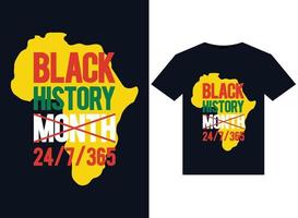 illustrations du mois de l'histoire des noirs pour la conception de t-shirts prêts à imprimer vecteur