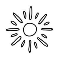 symbole de soleil abstrait dessiné à la main. griffonnage d'été. élément vectoriel unique pour la conception