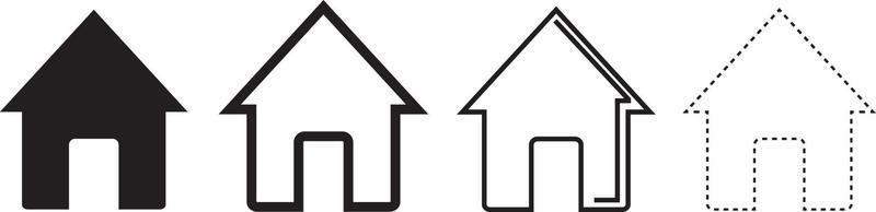 icônes vectorielles de la maison. ensemble de symboles de maisons noires vecteur