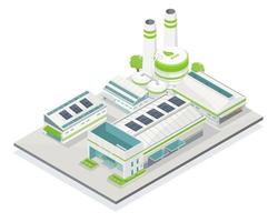 éco future révolution industrielle concept d'usine écologie pour l'industrie avec l'énergie des cellules solaires concept propre isoler illustrations isomatriques vecteur