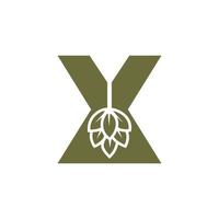 lettre initiale x logo de brassage avec modèle vectoriel d'icône de bière