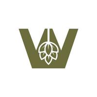 lettre initiale w logo de brassage avec modèle vectoriel d'icône de bière