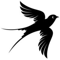 hirondelle noire dessinant des ailes déployant. vecteur