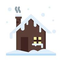 icône de maison dans le vecteur de style plat, maison d'hiver, bâtiment, icône d'hiver