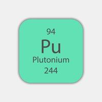 symbole du plutonium. élément chimique du tableau périodique. illustration vectorielle. vecteur