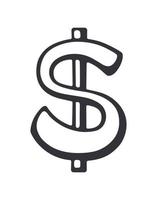 silhouette du signe dollar américain avec une ligne verticale vecteur