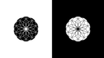 yoga sphère logo monogramme mandala noir et blanc icône illustration style conceptions modèles vecteur