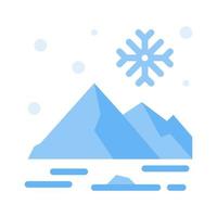 icône de montagne dans le vecteur de style plat, icône d'iceberg, montagne enneigée