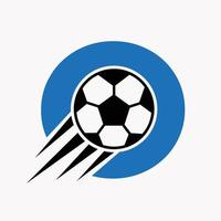 lettre initiale o concept de logo de football avec icône de football en mouvement. symbole de logo de football vecteur