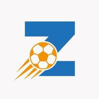 concept de logo de football lettre initiale z avec icône de football en mouvement. symbole de logo de football vecteur