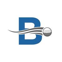 concept de logo de golf lettre b avec icône de balle de golf en mouvement. modèle de vecteur de symbole de logo de sport de hockey