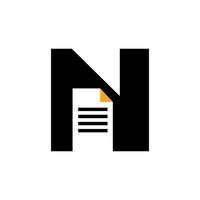 lettre n papier document logo vecteur modèle concept simple