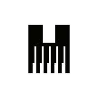lettre h symbole de musicien, modèle vectoriel d'icône de logo de piano