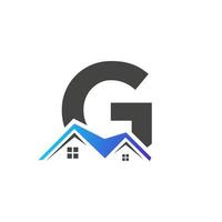 lettre initiale g logo immobilier avec toit de construction de maison pour investissement et modèle d'entreprise vecteur