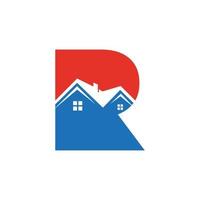 lettre initiale r logo immobilier avec toit de construction de maison pour investissement et modèle d'entreprise vecteur