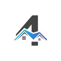 lettre initiale 4 logo immobilier avec toit de construction de maison pour investissement et modèle d'entreprise vecteur