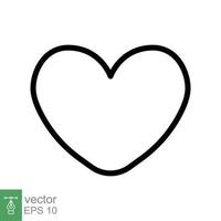 icône de coeur. style de contour simple. logo d'amour, sentiment, romance, décoration de désherbage, comme, concept d'émotion. symbole de ligne mince noire. conception d'illustration vectorielle isolée sur fond blanc. ep 10. vecteur