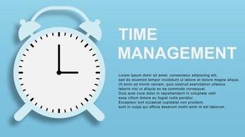 concept de gestion du temps pour le temps de travail, l'organisation et autres avec réveil sur fond bleu. illustration vectorielle. ep 10. vecteur