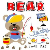 pêche à l'ours en peluche, illustration de dessin animé vectoriel