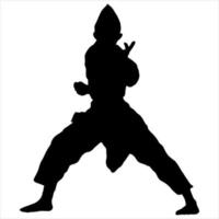 illustration de silhouette combattant silat karaté muaythai vecteur