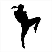 illustration de silhouette combattant silat karaté muaythai vecteur