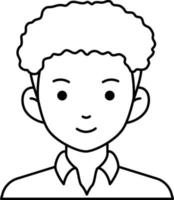 homme garçon avatar utilisateur preson personnes cheveux bouclés ligne noire et style de couleur blanche vecteur