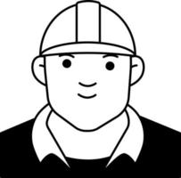 ingénierie homme garçon avatar utilisateur preson travail sécurité casque semi-solide style noir et blanc vecteur