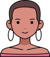 femme fille avatar utilisateur personne cheveux courts peau noire couleur contour style vecteur