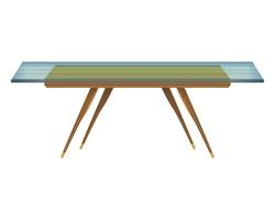 dessus de table en verre vue de dessus de table en bois dans un style réaliste. dessus de table transparent. conception de meubles en bois pour la maison. illustration vectorielle colorée isolée sur fond blanc. vecteur