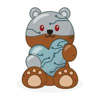 mignon, ours peluche, robot, dessin animé, vecteur, icône, plat vecteur