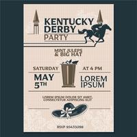 Kentucky derby Party Invitation Style classique avec fond de motif Geometroc vecteur