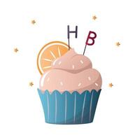 illustration vectorielle de couleur cupcake, dessert cupcake, cupcake d'anniversaire vecteur