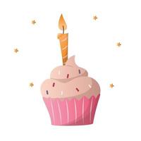 illustration vectorielle de couleur cupcake, dessert cupcake, cupcake d'anniversaire vecteur