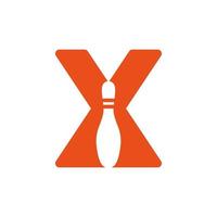 lettre x logo de bowling. modèle de vecteur de symbole de boule de bowling
