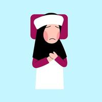 personnage d'enfant hijab malade sur le lit vecteur